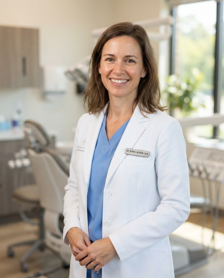 Dr. Priya Shah in her office at Marigold Family Dental