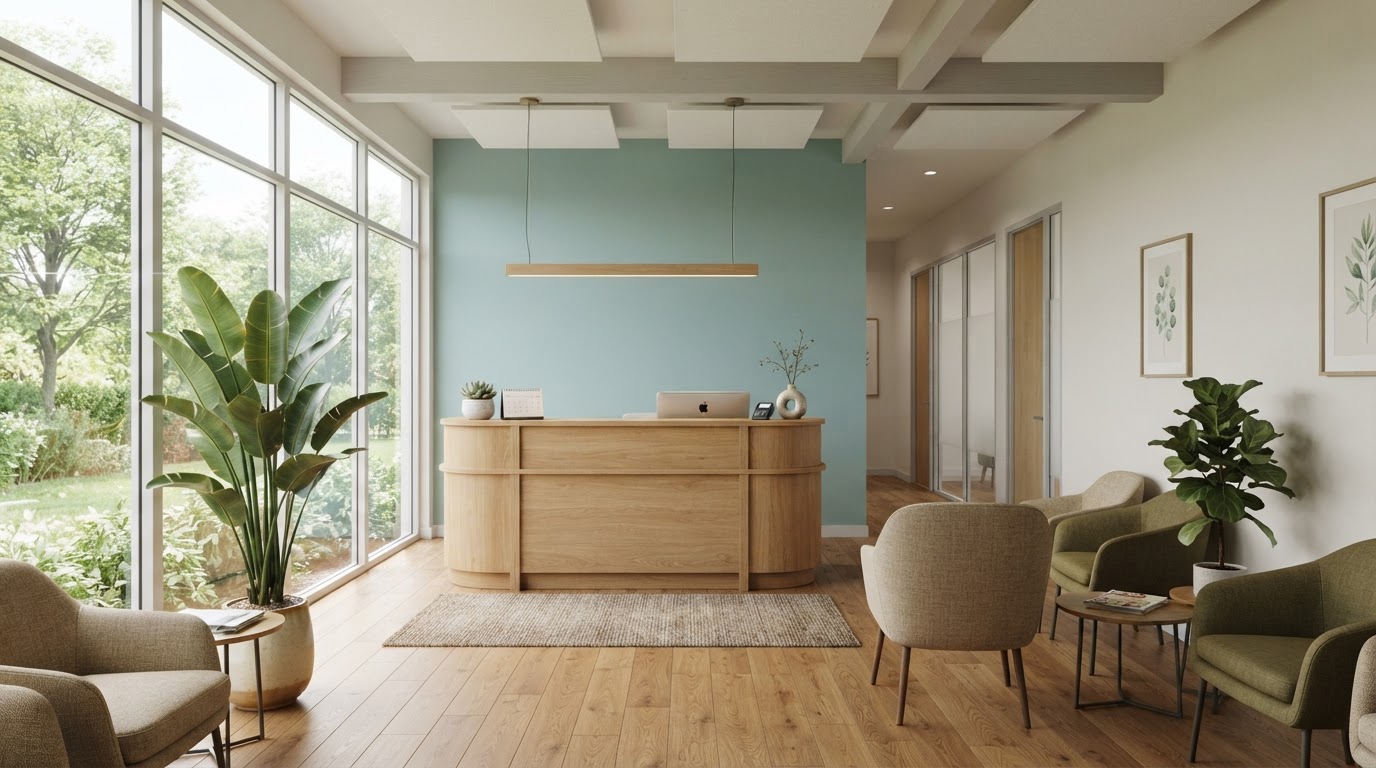 The Harborview reception area, warm and welcoming