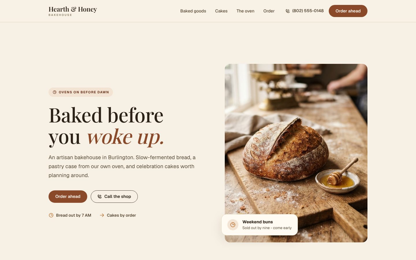 Preview of a bakery website