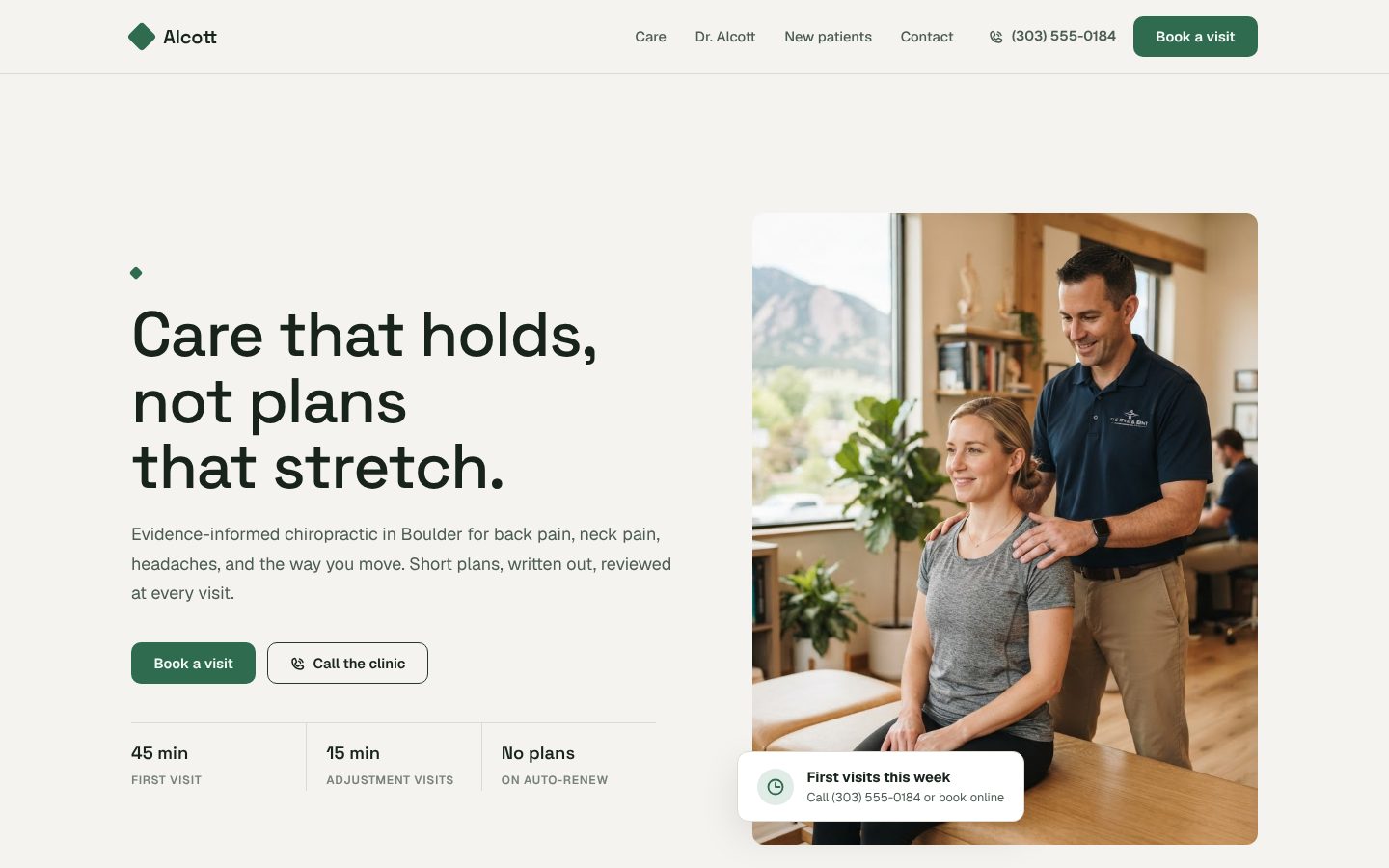 Preview of a chiropractor website