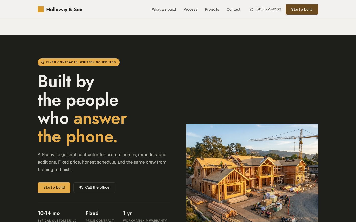 Preview of a construction company website