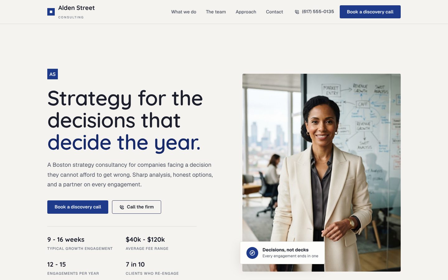 Preview of a consultant website