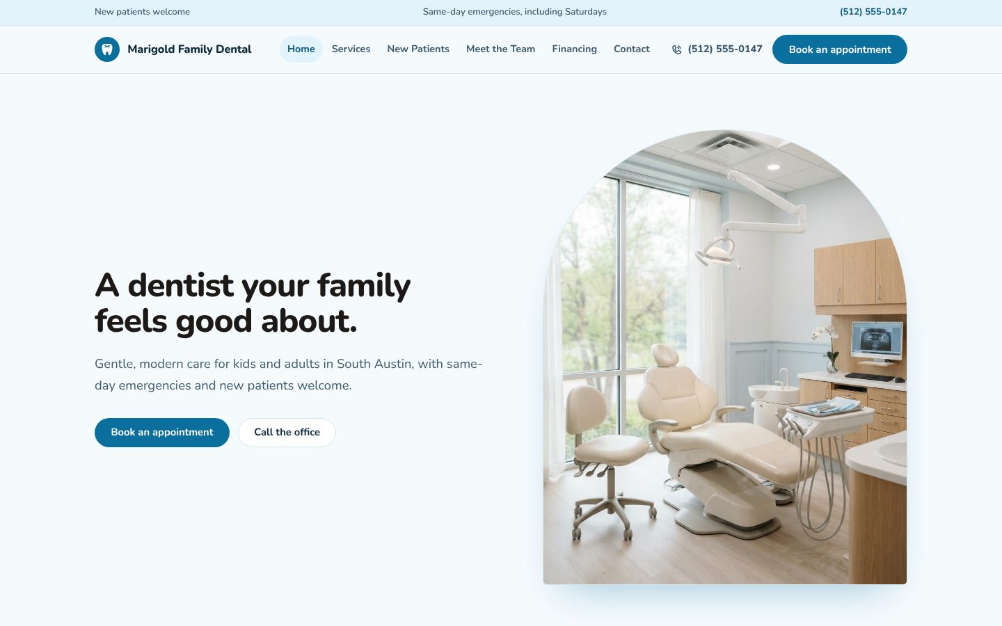 Preview of a dentist website