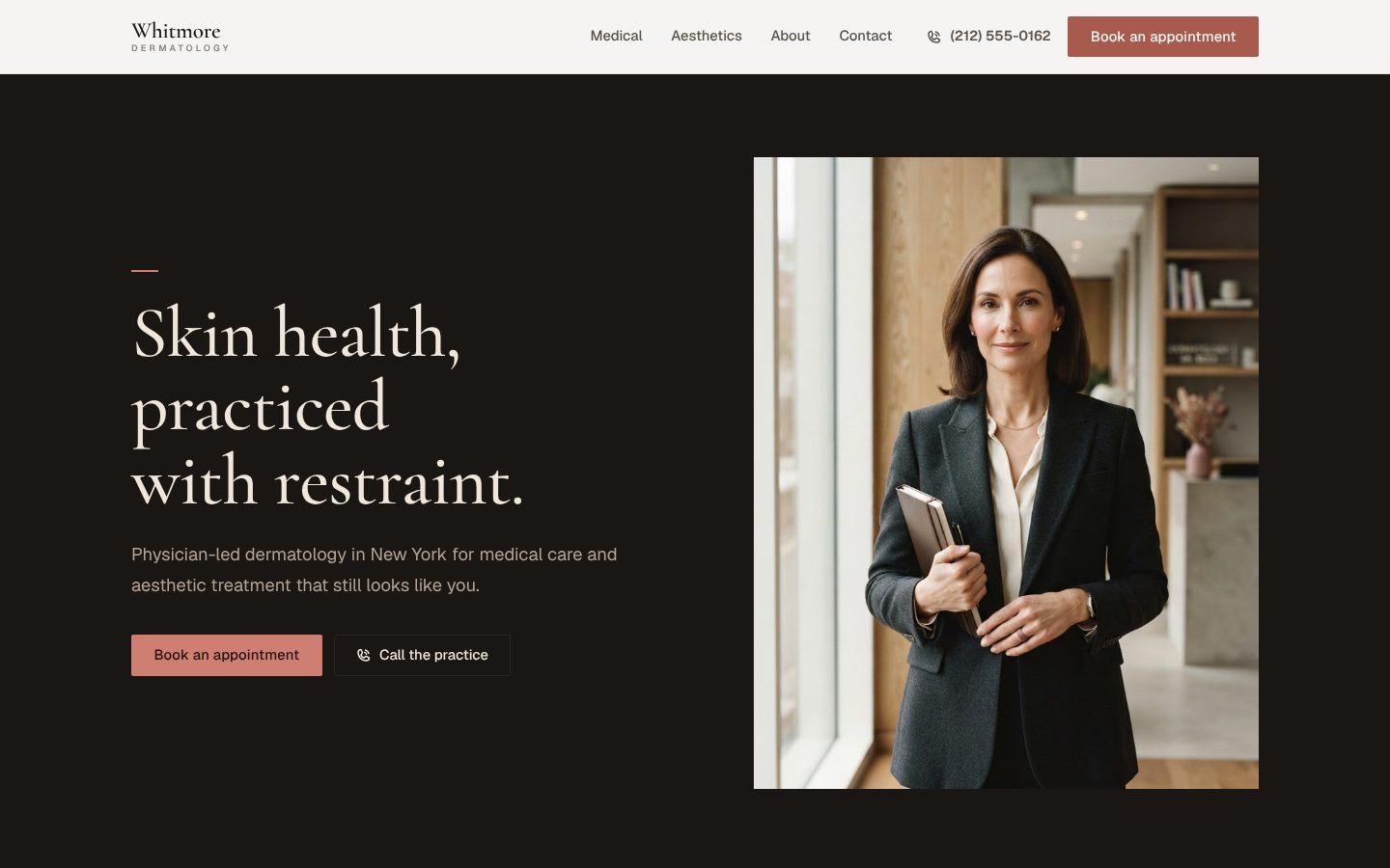Preview of a dermatologist website