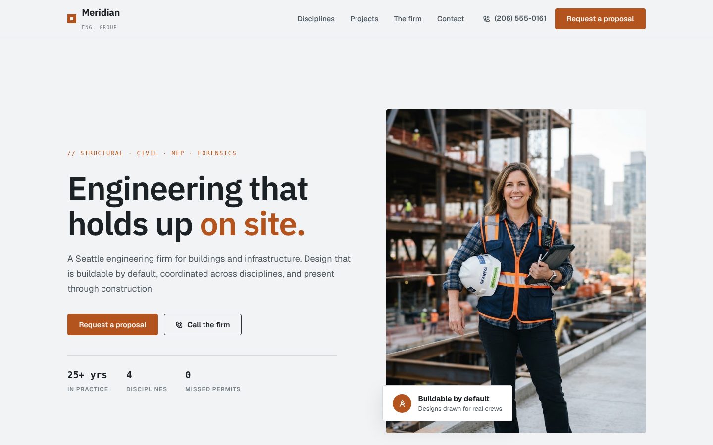 Preview of a engineering firm website