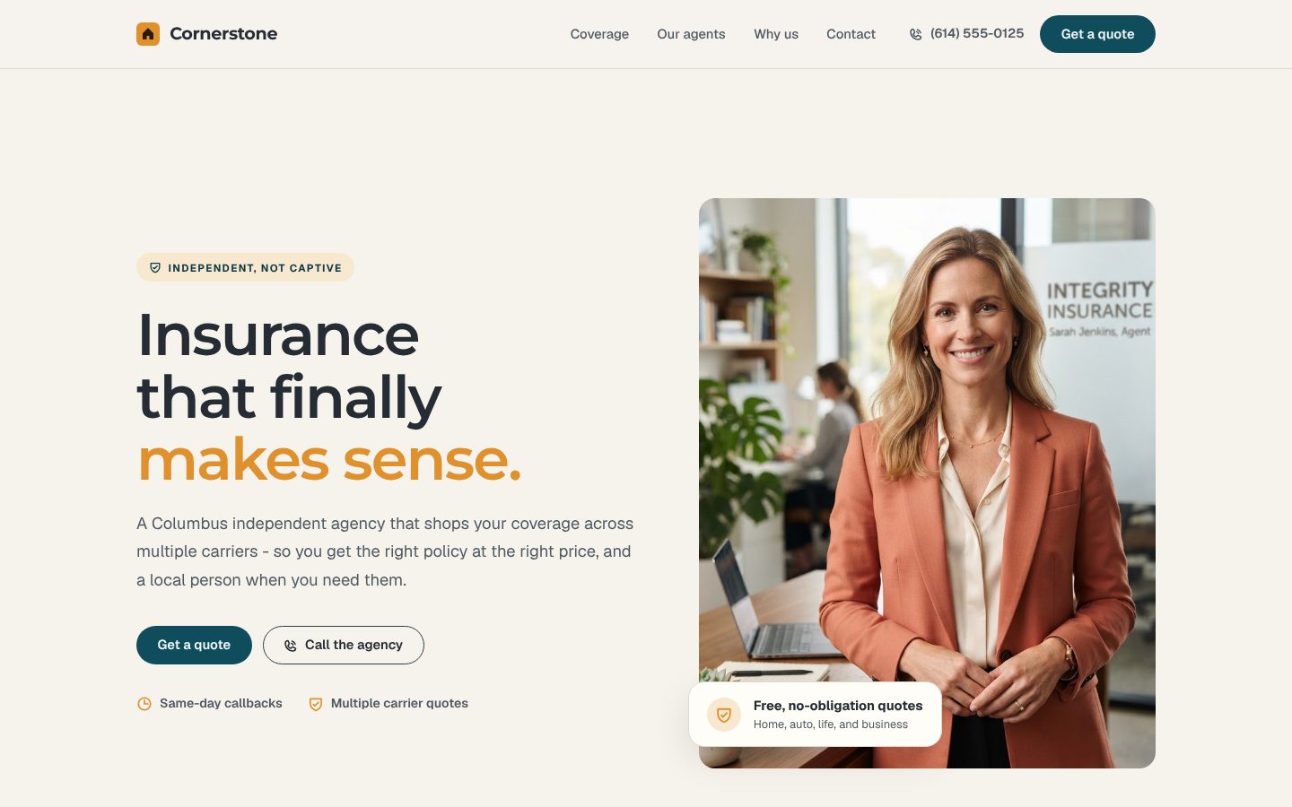 Preview of a insurance agency website