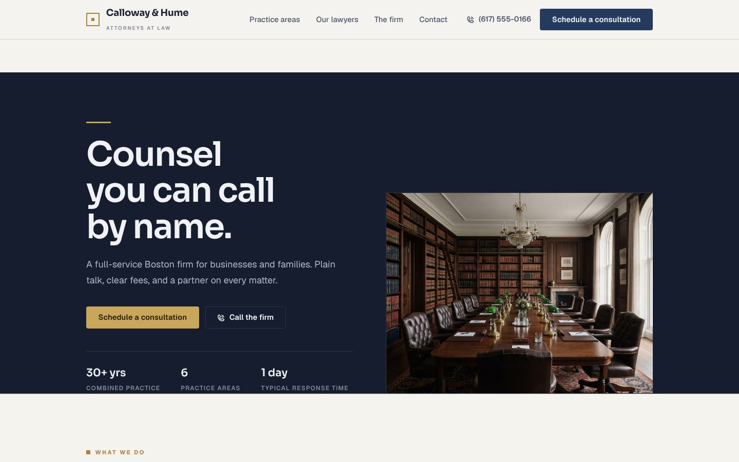 Preview of a law firm website