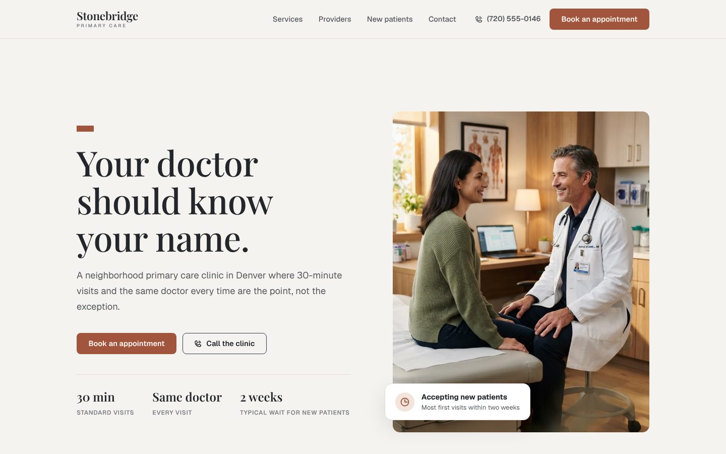 Preview of a medical clinic website