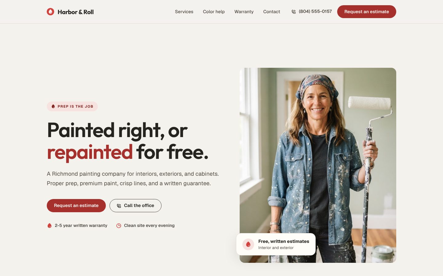 Preview of a painting company website