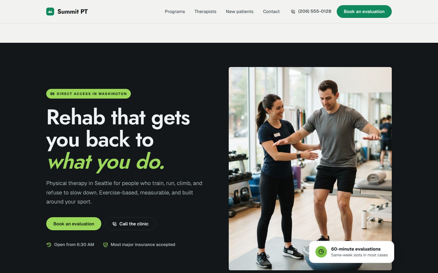 Preview of a physical therapist website