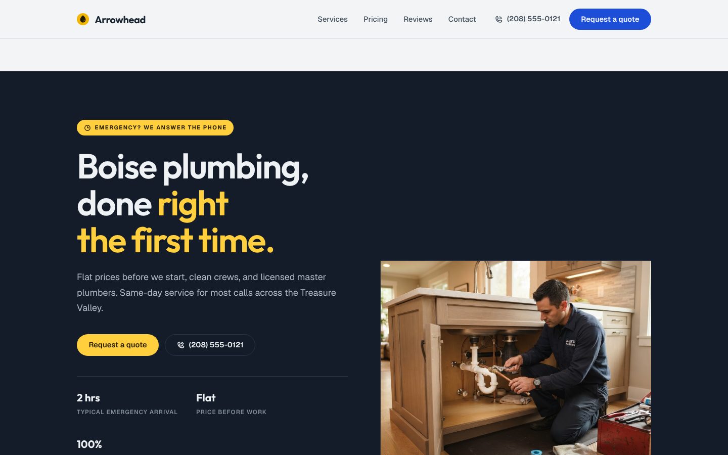 Preview of a plumber website