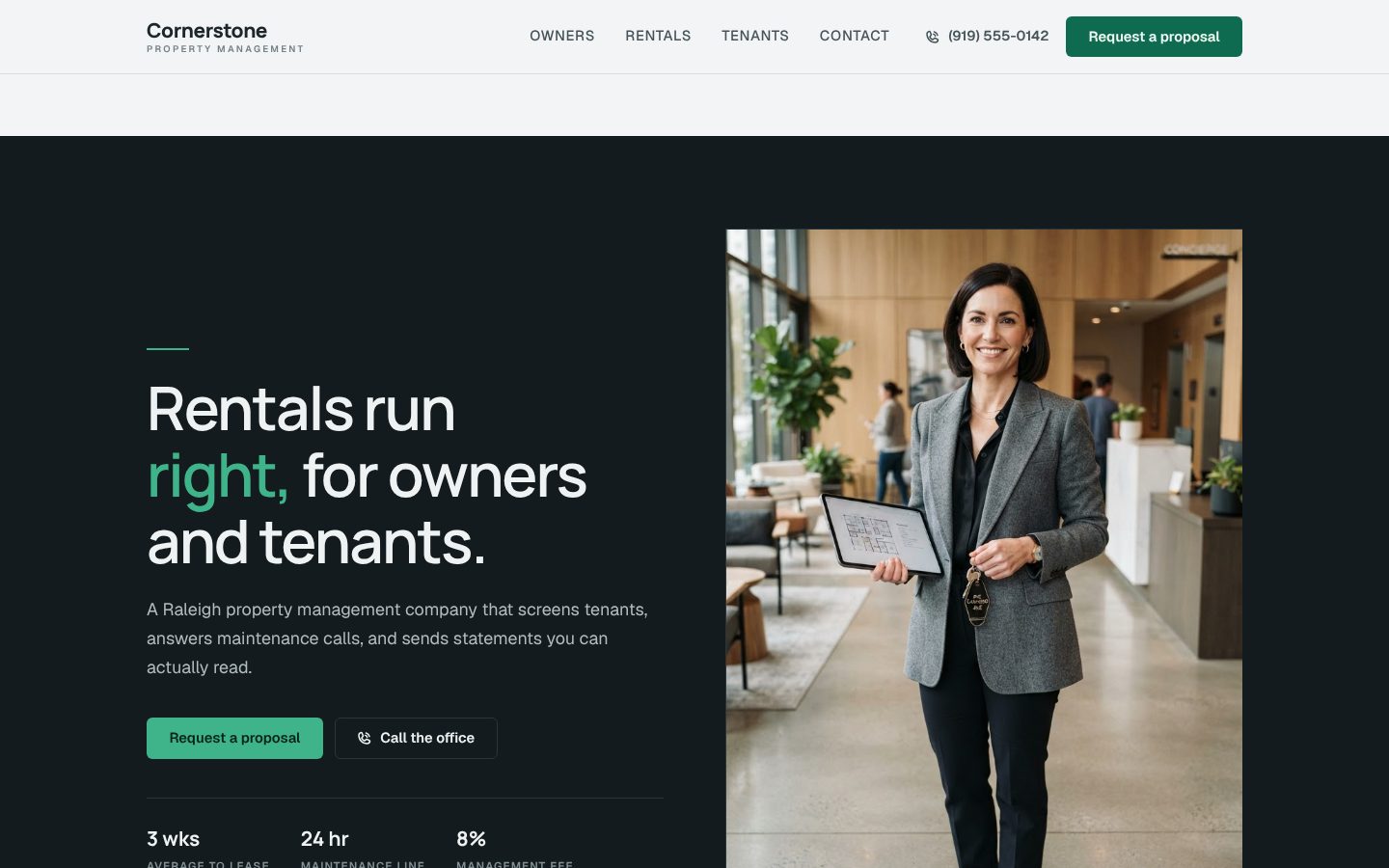 Preview of a property management website
