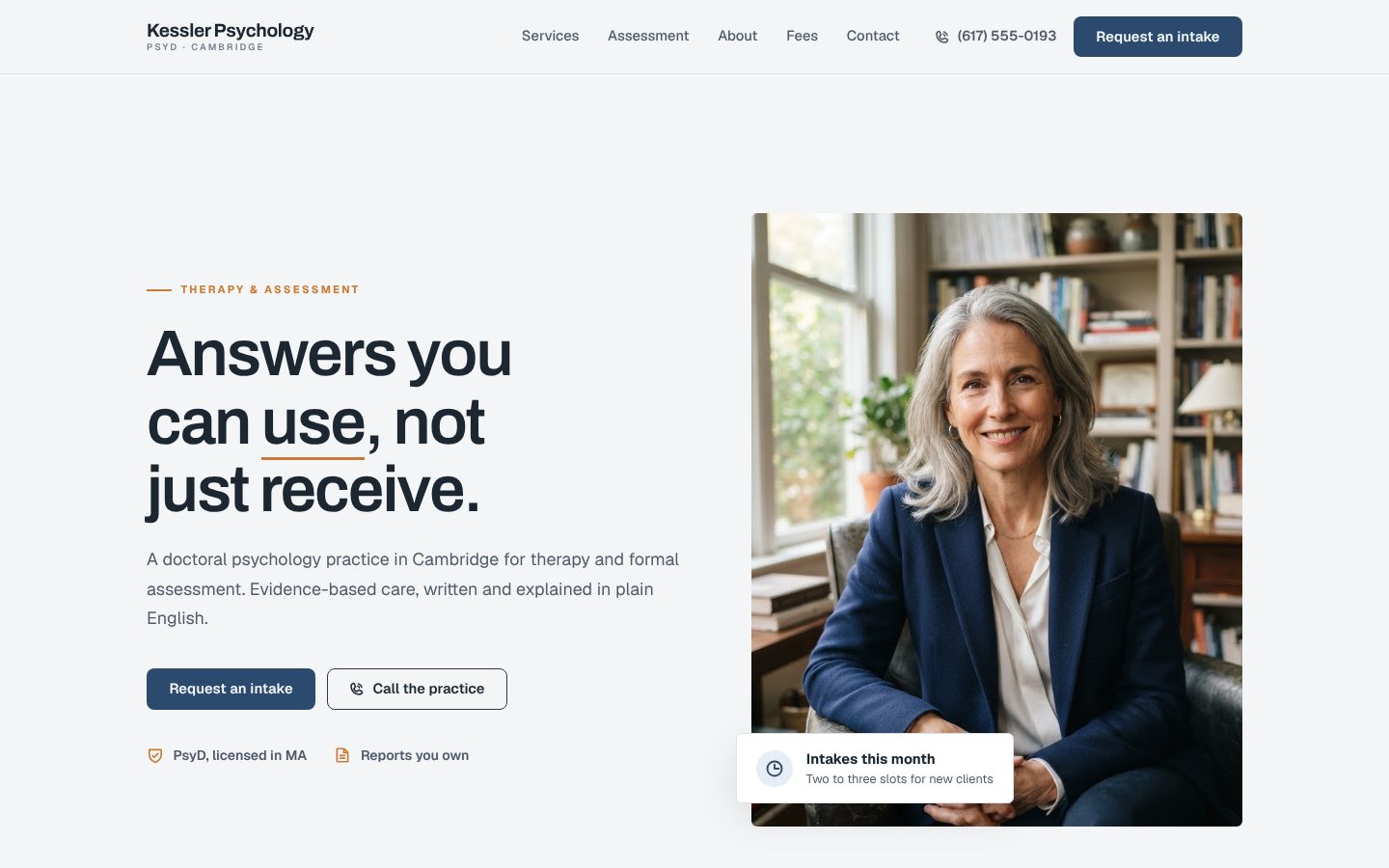 Preview of a psychologist website