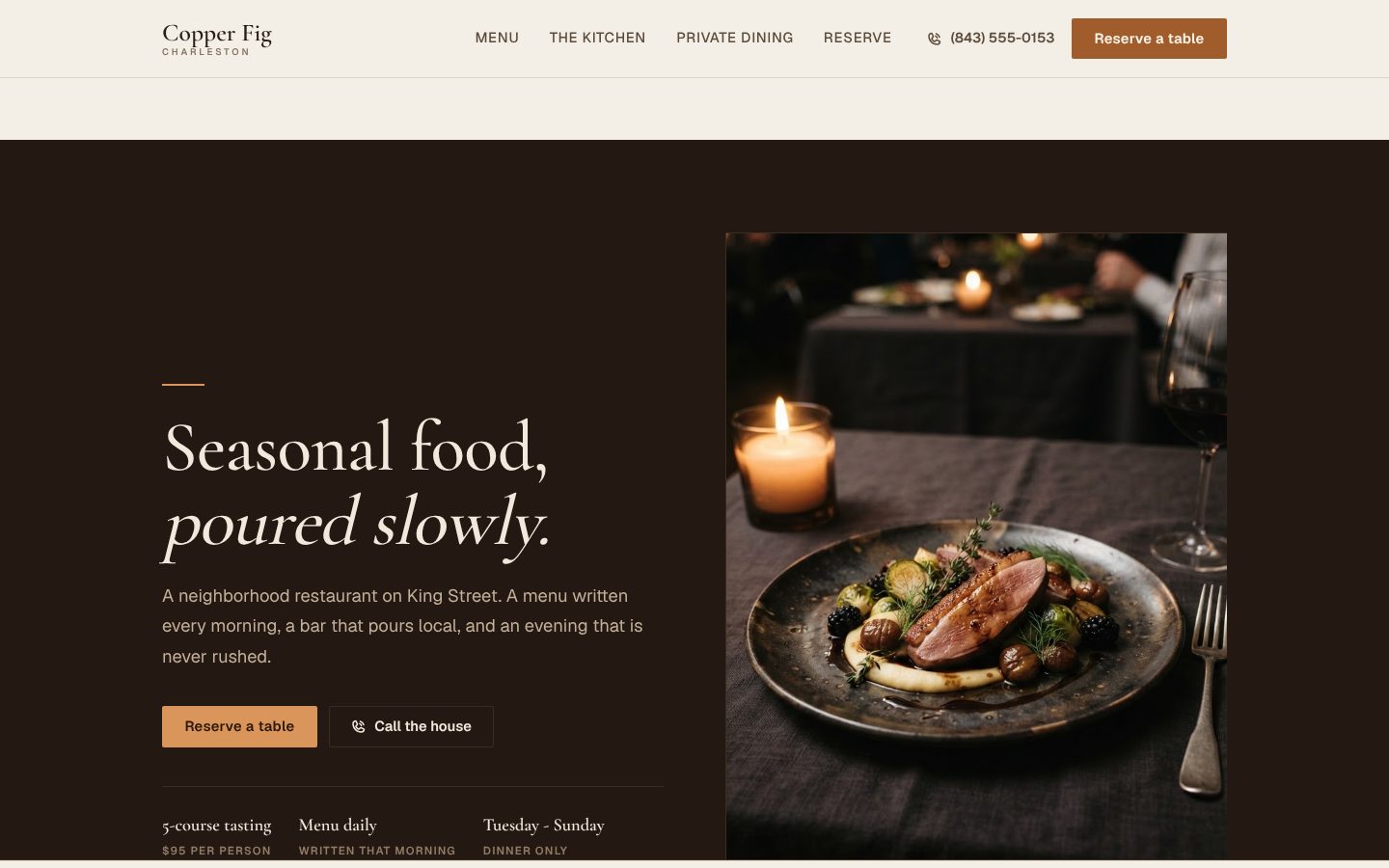 Preview of a restaurant website