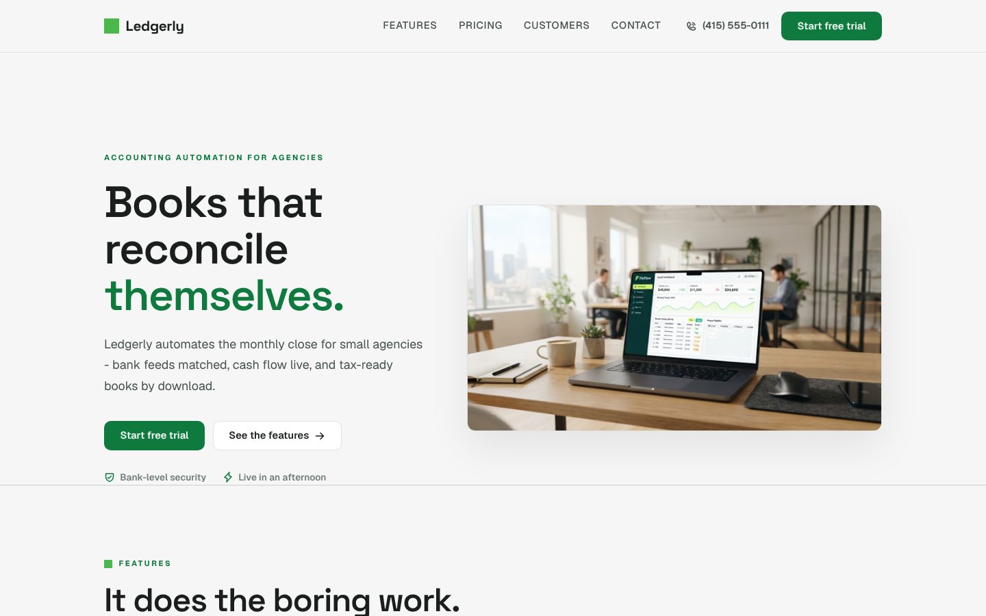 Preview of a saas website