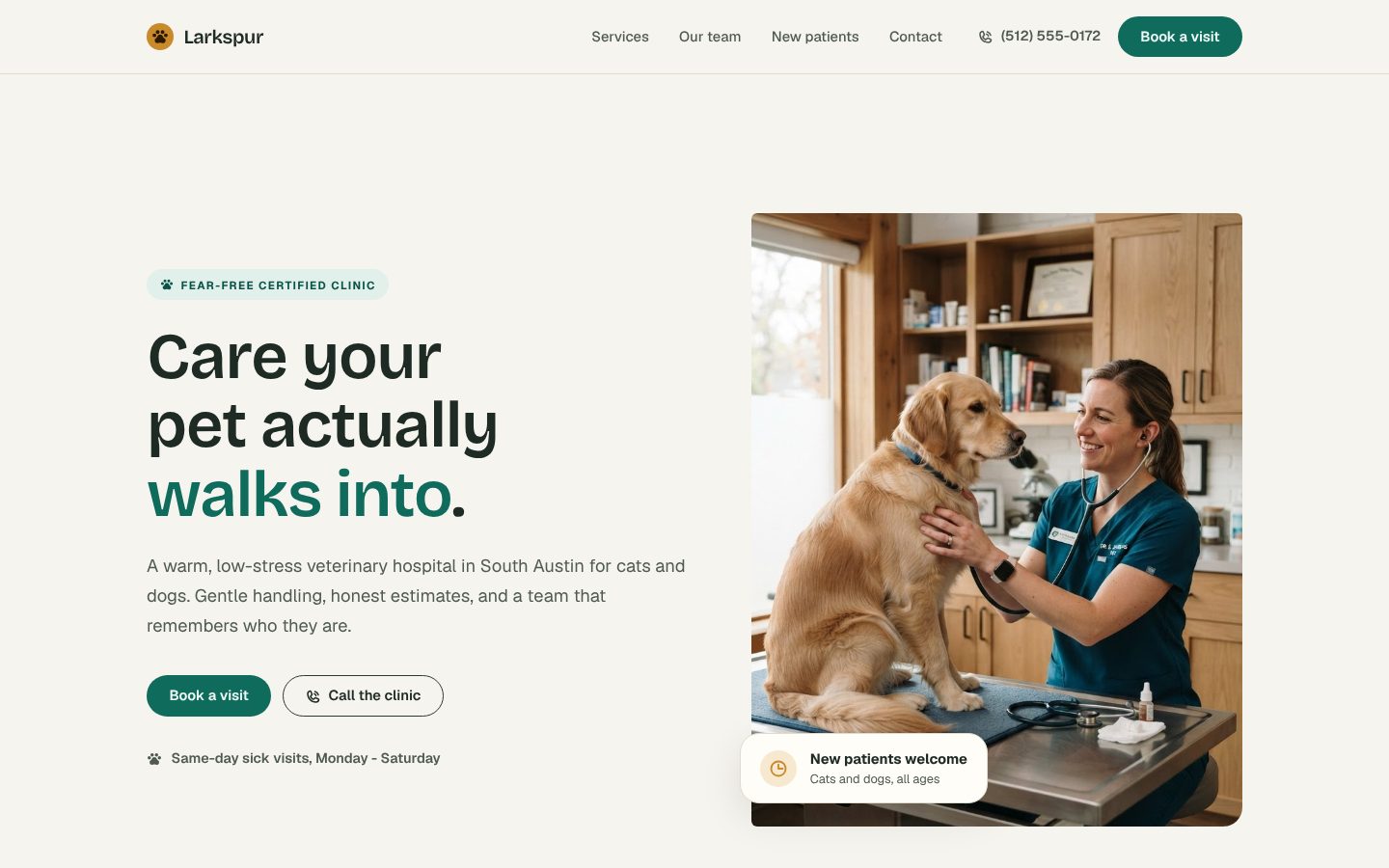 Preview of a veterinarian website